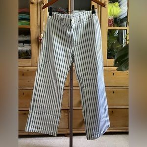 Jcrew blue and white railroad stripe wide leg crop pants